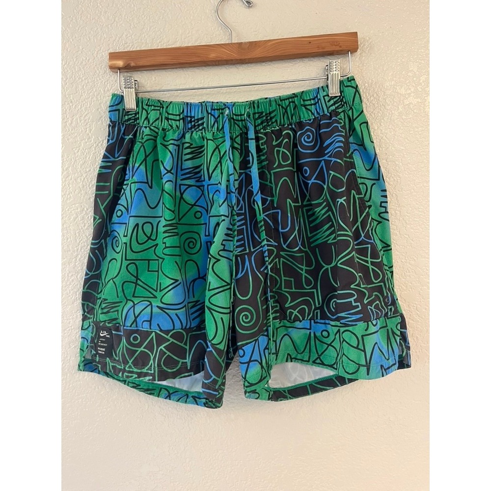 Nike Yoga A.I.R. Robbie Simon Dri-FIT Shorts Mens Large Green Blue Abstract